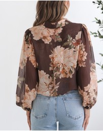 Esther & Co - Veiga Blouse - Choc Floral