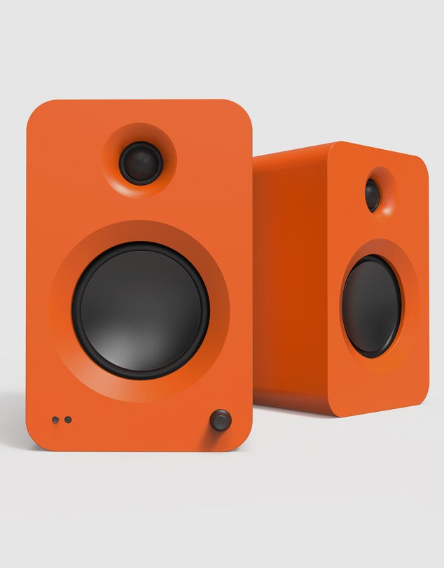 iWorld - Kanto REN 200W Powered Bookshelf Speakers with HDMI ARC, USB-C, and Bluetooth 5.3 - Matte Orange, Pair