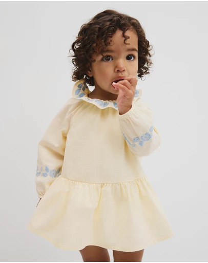 Country Road - Long Sleeve Embroidered Romper Dress