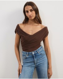 Atmos&Here - Ophelia Cross Off Shoulder Mesh Top