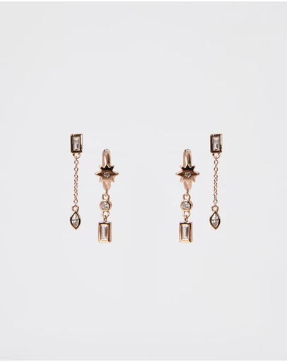 Forcast - Diya Rose Gold Plated 2pc Earring Set