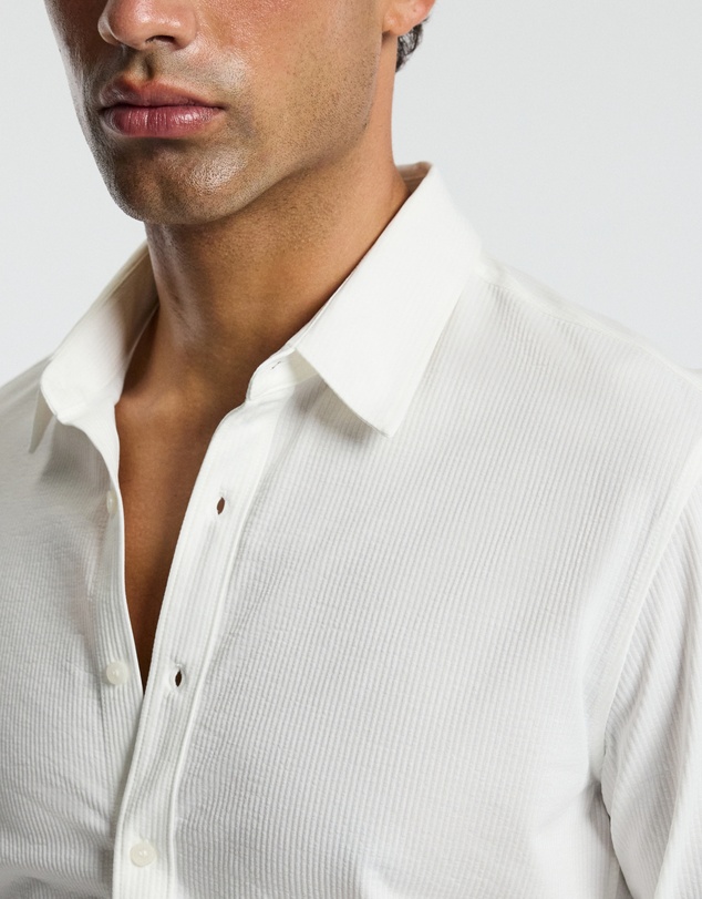 Calibre - Textured Knit Stretch Shirt Off White