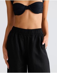 Vacay Swimwear - Black Linen Pants