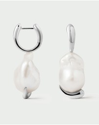 PDPAOLA - Pearl Mist Silver Hoops