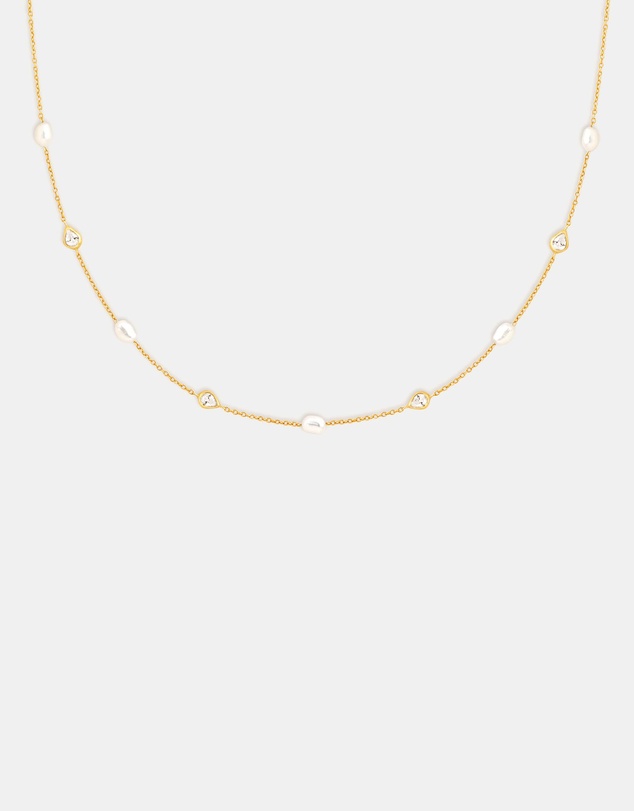 Astrid & Miyu - Cultured Pearl & Crystal Charm Necklace