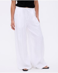 Minima Esenciales - Saffi Mid Rise Wide Leg Linen Pants