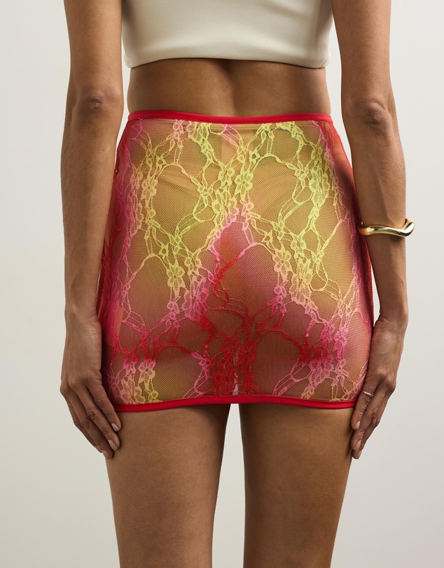 Sinead Gorey - Lace Curve Enhancing Printed Skirt With Powermesh Lining