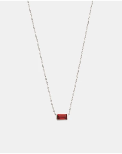 Kirstin Ash - Baguette Birthstone Necklace January Garnet