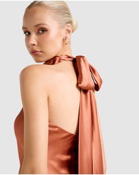 Forever New - Clementine High Neck Satin Maxi Dress