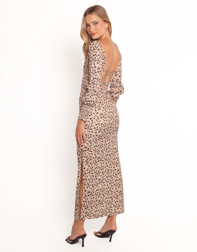 Petal & Pup - Gisella Long Sleeve Midi - Brown Floral