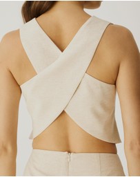 Atmos&Here - Yasmin Linen Blend Cross Back Vest