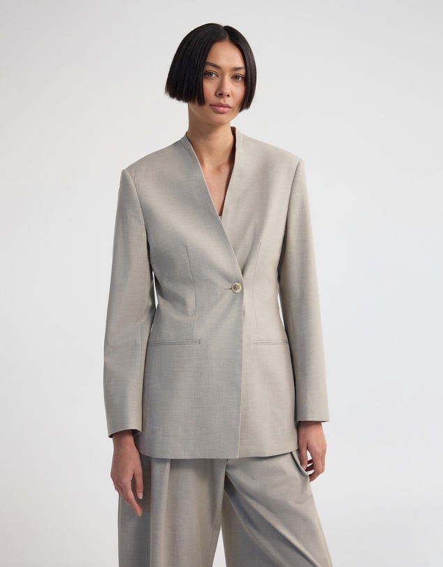 Oxford - Carlie Wool Blend Collarless Blazer