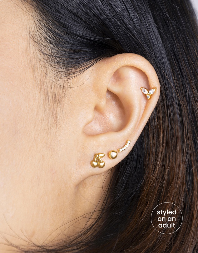Wanderlust + Co - Cherry Gold Flat Back Earrings