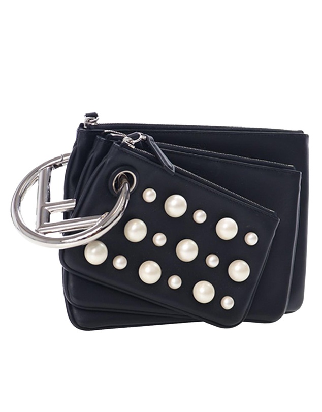 Pre-Loved by Azura Reborn - Pre-Loved Leather Pearl Studded Triplette Clutch