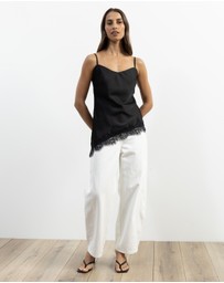 Atmos&Here - Leoni Asymmetric Lace Satin Cami