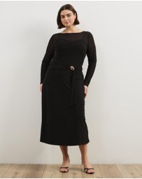 Atmos&Here Curvy - Dani Long Sleeve Mesh Midi Dress