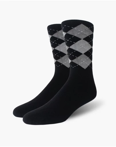 Swanky Socks - Black Argyle