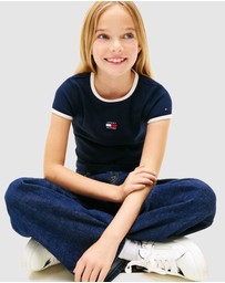 Tommy Hilfiger - Heritage Flag Ribbed Extra Slim T-Shirt - Kids