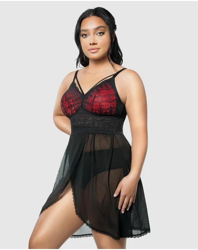 Parfait - Mia Lace & Mesh Padded Full Bust Chemise