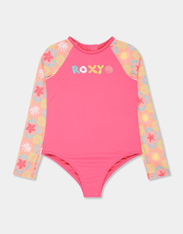 Roxy - Girls 2 to 7 Check Long Sleeve One Piece Rash Vest