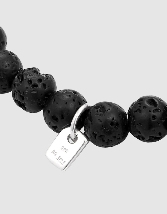 Kuzzoi - ICONIC EXCLUSIVE - Lava Bead Bracelet with Cross Charm in 925 Sterling Silver