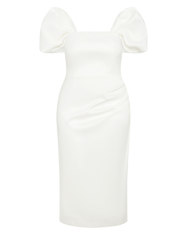 City Chic - Plus size Elyse Off Shoulder Midi Dress - white