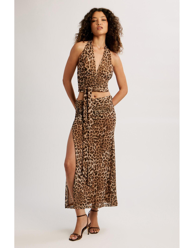 Bardot - Elera Printed Mesh Halter Top