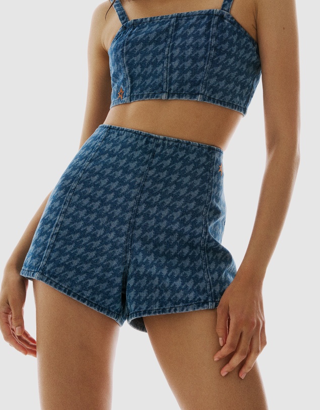 Perfect Moment - Denim Houndstooth Shorts