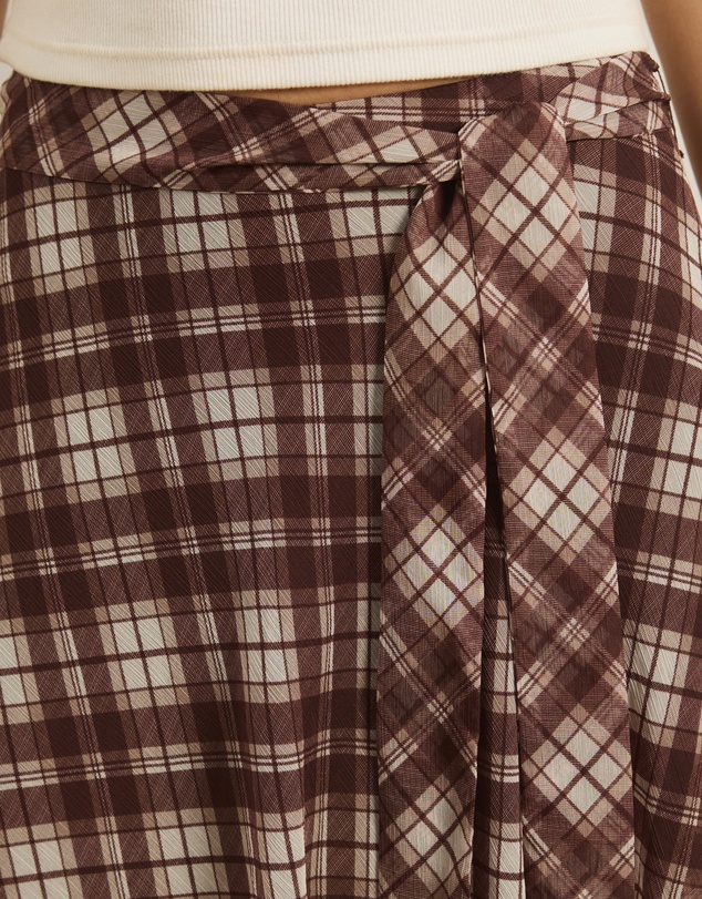 Atmos&Here - Rumi Checked Print Maxi Skirt