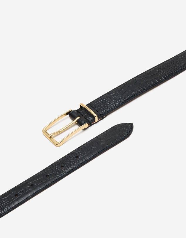 Calibre - Croc Embossed Leather Belt Black