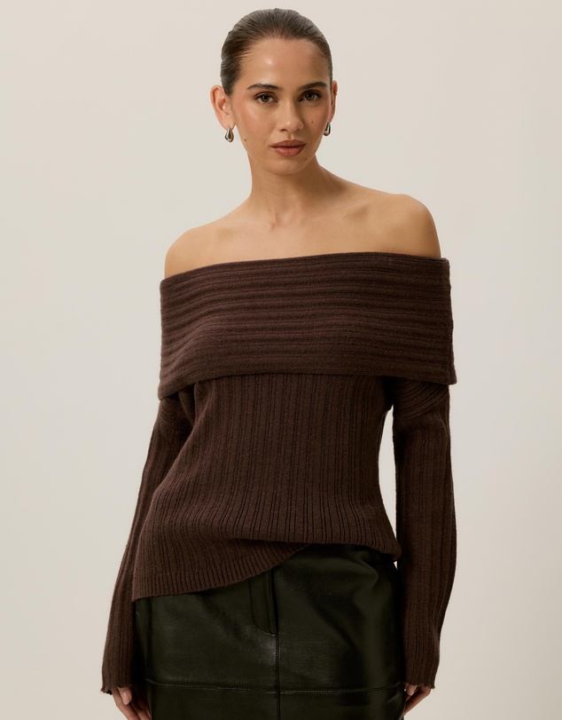 Tussah - Elena Ribbed Off The Shoulder Jumper