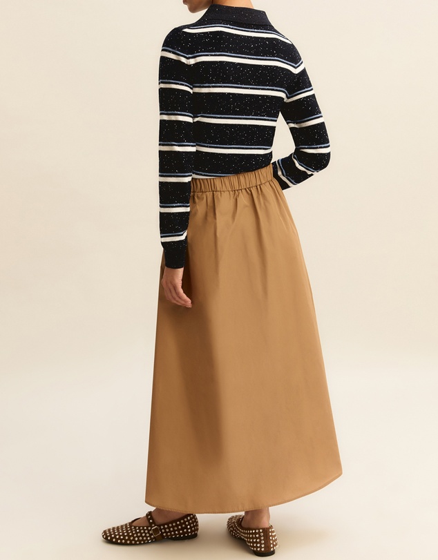 Emme - Camel Taffeta Midi Skirt