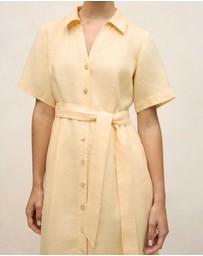 Trenery - Linen Button Detail Shirt Dress in Butter