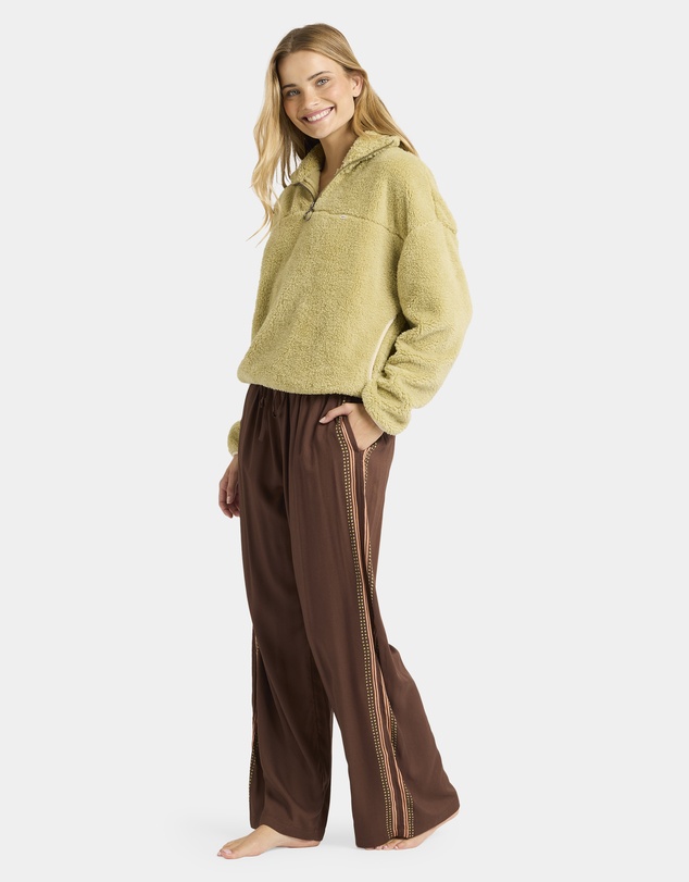 Billabong - Womens Vacay Mode Elastic-waist Linen Pants