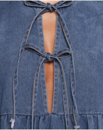 Petal & Pup - Romana Tie Front Mini Dress - Dark Denim