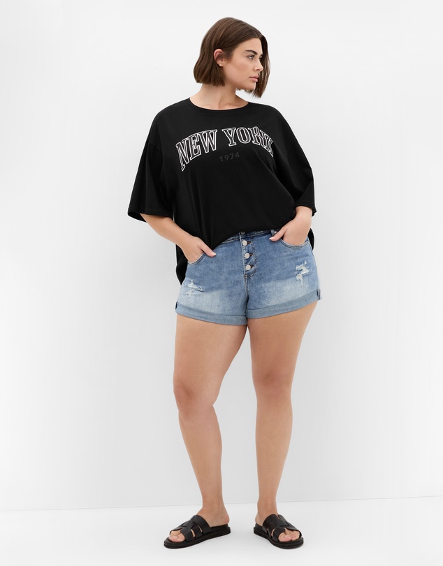City Chic - Denim Cuff Short