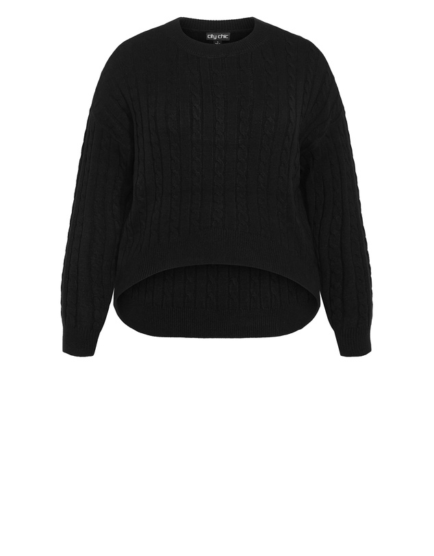 City Chic - Plus size Kenia Crew Neck Knit Jumper - black