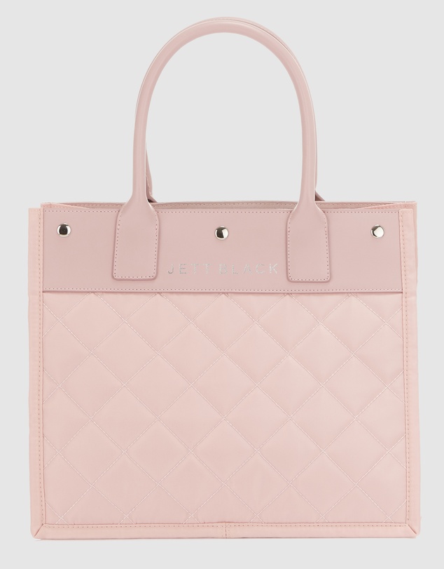 JETT BLACK - Rose Quartz Quilted Tote Pouch Set