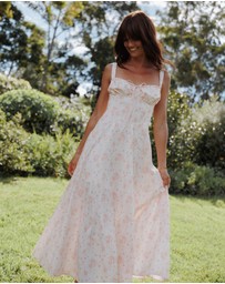 Petal & Pup - Wisteria Midi Dress - Peach Ditsy Floral