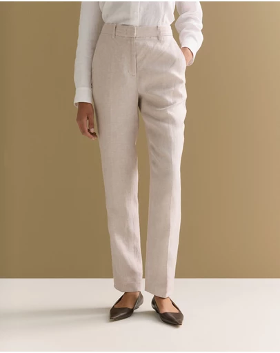 Trenery - Yarn Dyed Linen Tapered Trouser in Flax