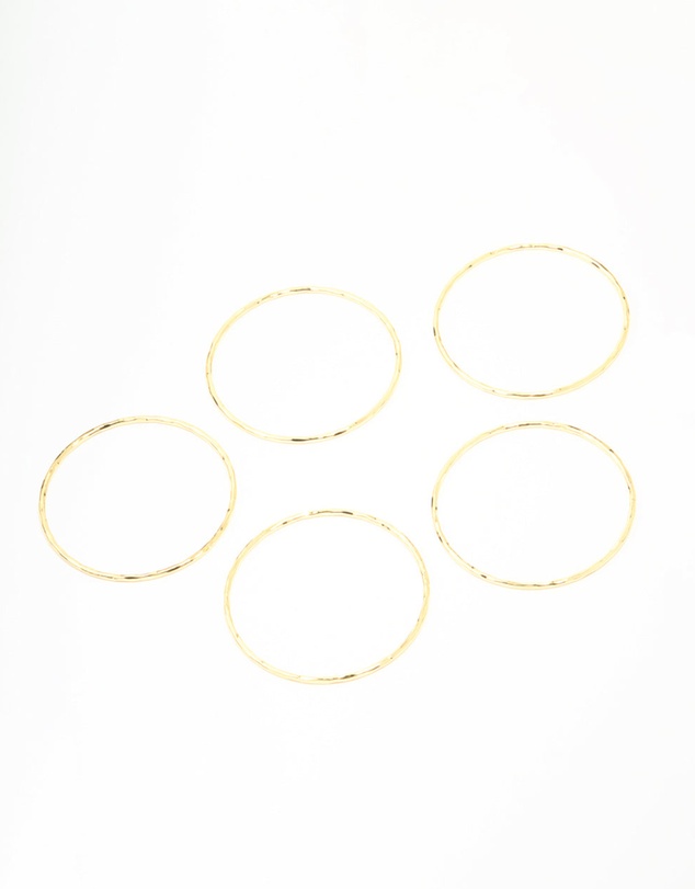 Lovisa - Gold Plated Textured Bangles 5-Pack