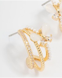 Lovisa - Gold Plated Pave Crystal Butterfly Jacket Earrings
