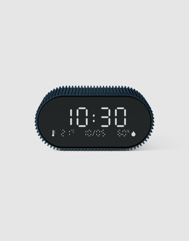 Lexon - Lexon Ray Clock Lcd Alarm Clock With Temperature / Humidity Display - Blue