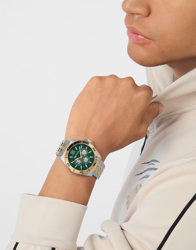 Plein Sport - Plein Sport Nitro Xtreme 43mm Green Dial Two-Tone Stainless Steel Strap Watch