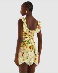 Farm Rio - Brasil Collage Soft Yellow Mini Dress