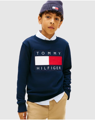 Tommy Hilfiger - Heritage Flag Applique Crew Neck Sweatshirt - Teens