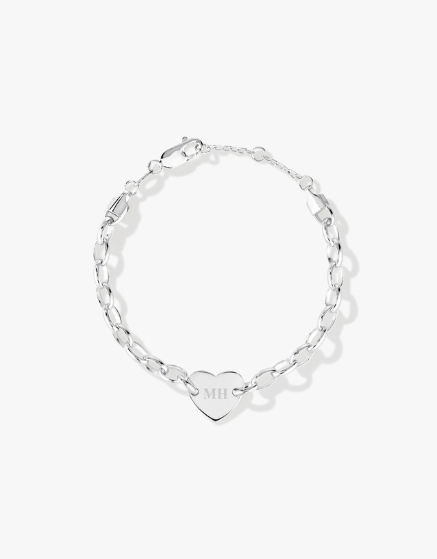 Michael Hill - Heart Disc Oval Belcher Bracelet in Sterling Silver