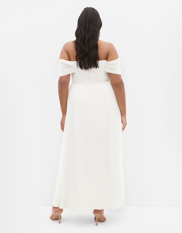 City Chic - Plus size Angel Love Off Shoulder Maxi Dress - ivory
