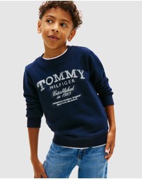 Tommy Hilfiger - Faded Logo Print Crew Neck Sweatshirt - Kids