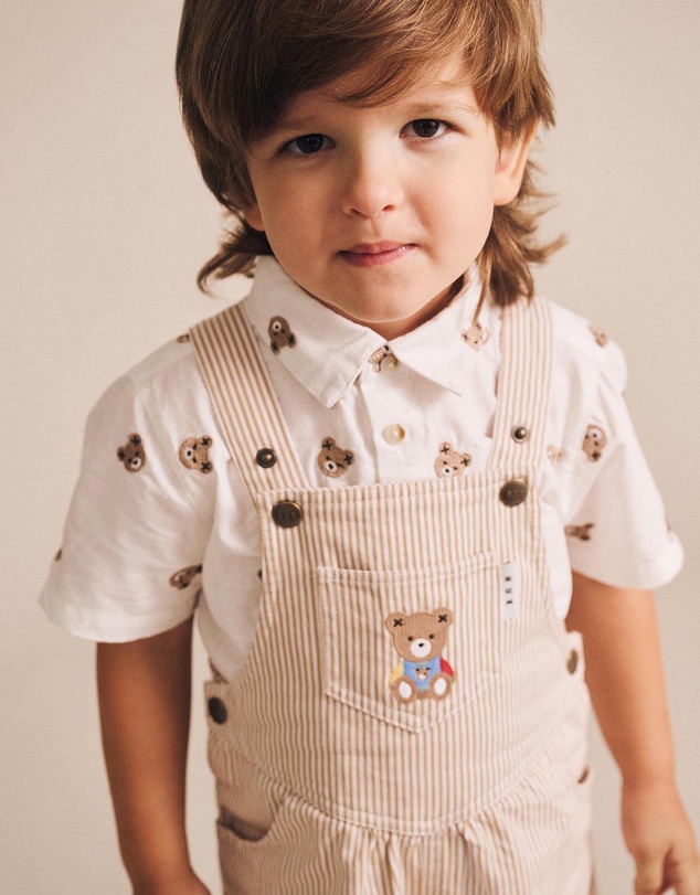 Huxbaby - Shortsleeve Huxbear Button Up Crisp - Babies